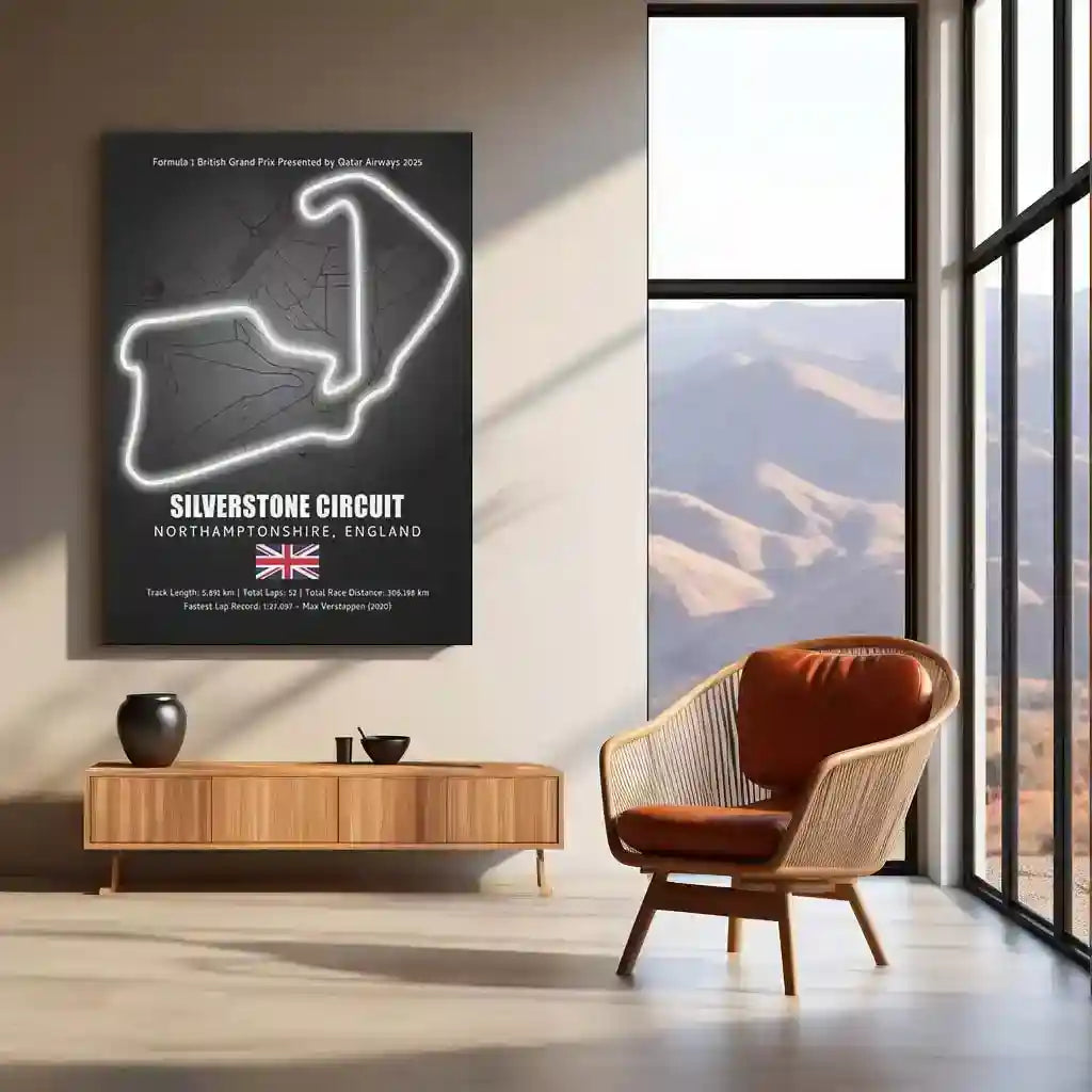 LED | π¬π§ Silverstone Circuit Neon LED Metal Poster β Glowing Home of British F1 Wall Art - TURTLEWINGS