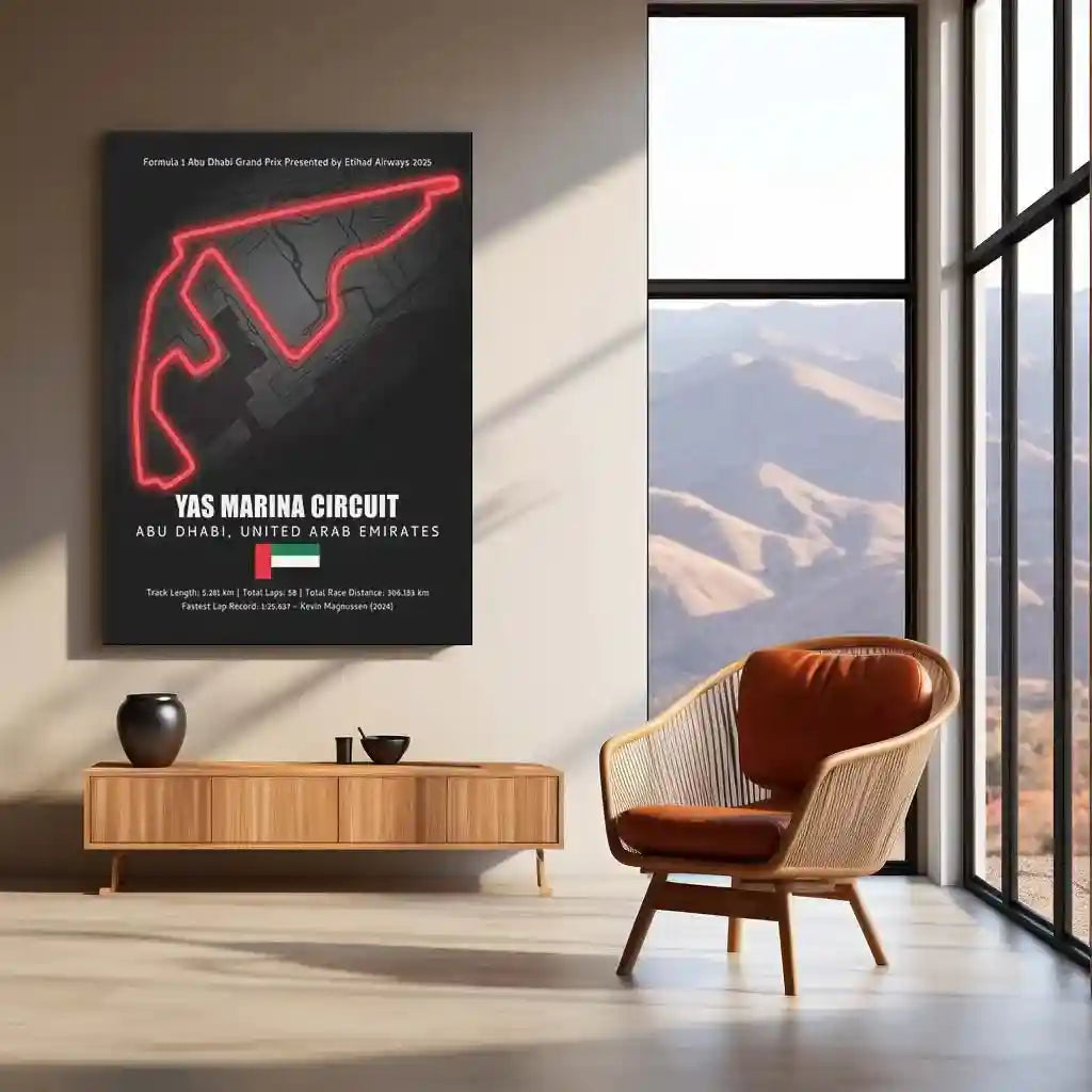 LED | π Yas Marina Circuit Neon LED Metal Poster β Glowing Abu Dhabi F1 Track Wall Art - TURTLEWINGS
