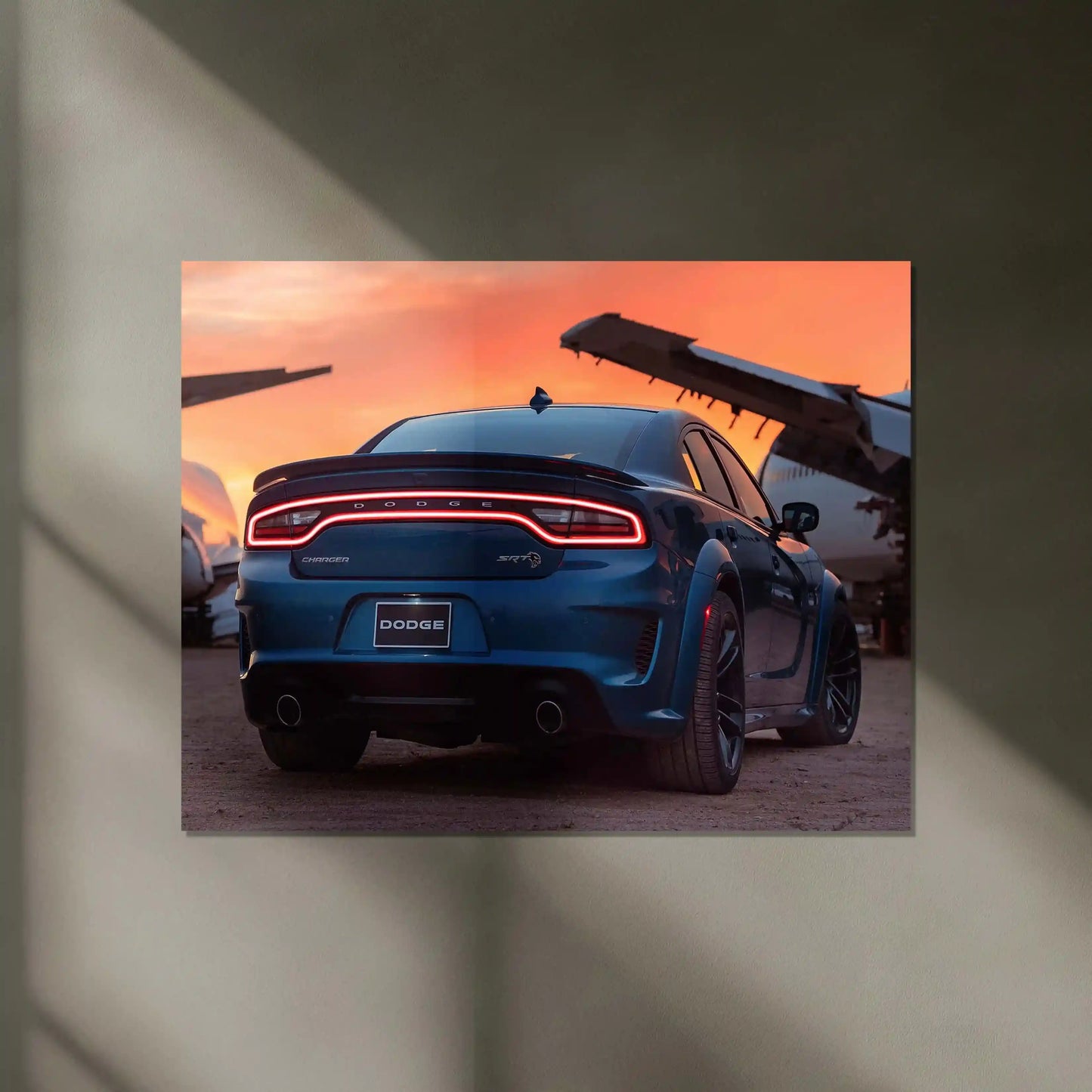 π₯ Dodge Charger SRT Hellcat Neon LED Metal Poster | Muscle Car Wall Art | Street Performance Glow Decor - TURTLEWINGS