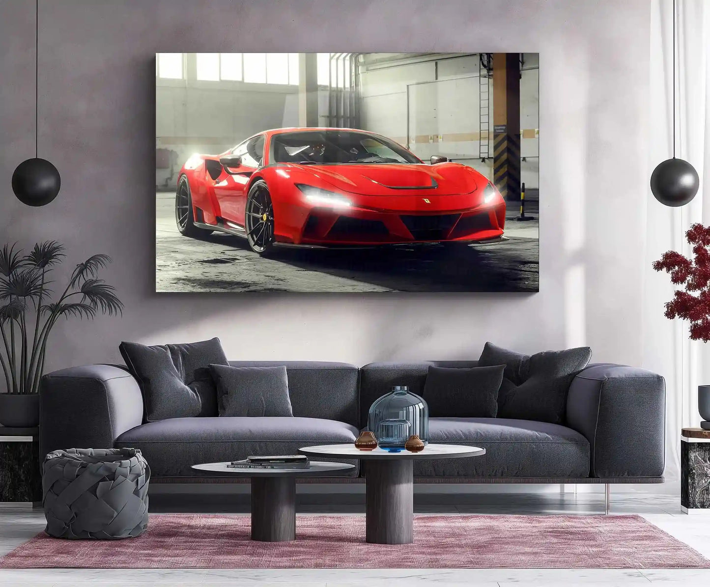 LED | ποΈ Novitec Ferrari F8 Tributo LED Metal Poster | Exotic Supercar Wall Art | Neon Performance Glow Decor - TURTLEWINGS