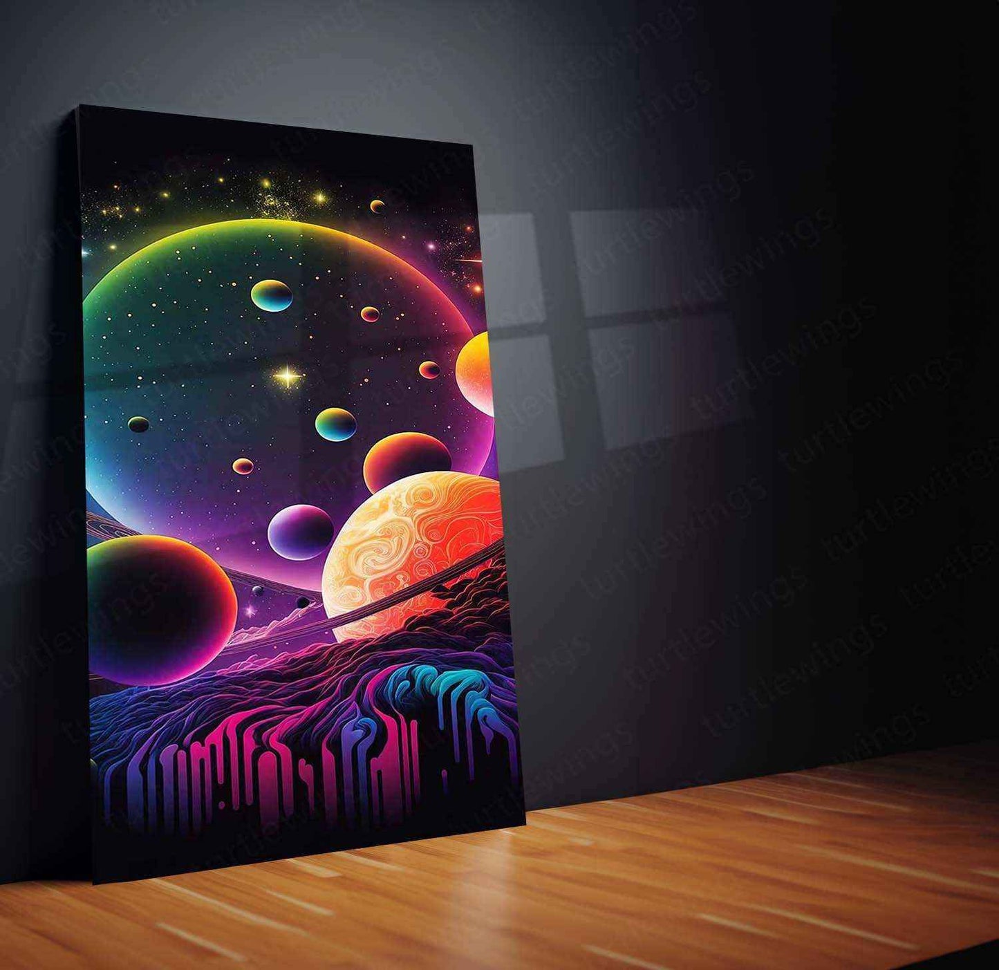 Space Abstract Art Metal Poster | Cosmic Wall Decor | Futuristic Galaxy & Nebula Print - TURTLEWINGS
