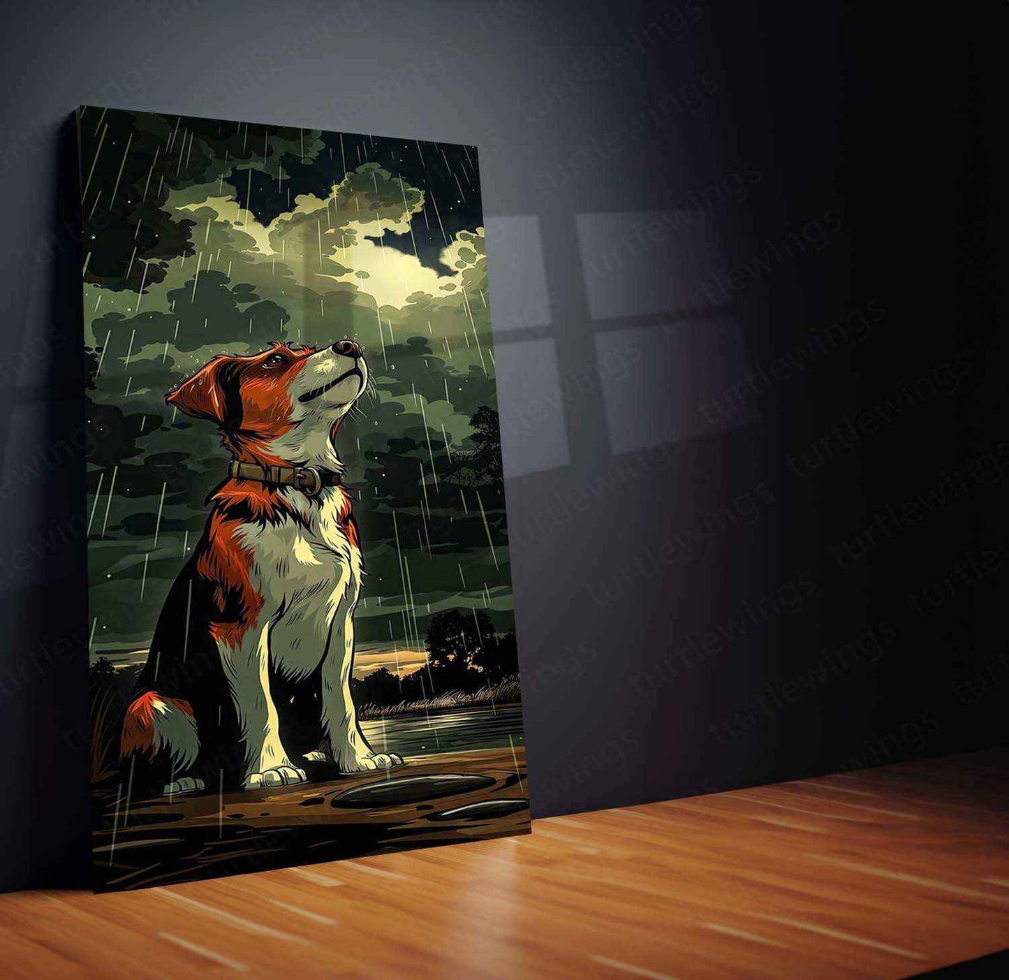 Dog Nature Abstract Art Metal Poster | Artistic Canine & Nature Fusion Wall Decor - TURTLEWINGS