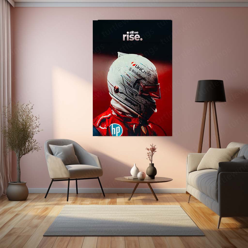 Quote Metal Poster | Still We Rise Racing Metal Poster | Motorsport Motivation Wall Art | Red Formula Racing Metal Print