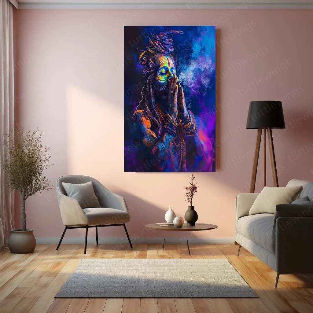 Aghori Metal Poster – Mystical Shiva Sadhu Wall Art | Spiritual & Dark Aesthetic Decor - TURTLEWINGS