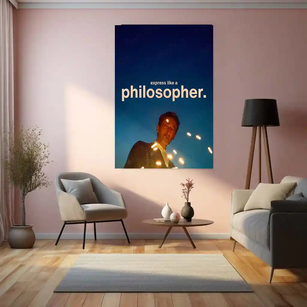 Quote Metal Poster | Adrien Brody | “Express Like a Philosopher” | Cinematic Motivational Metal Poster Frame - TURTLEWINGS