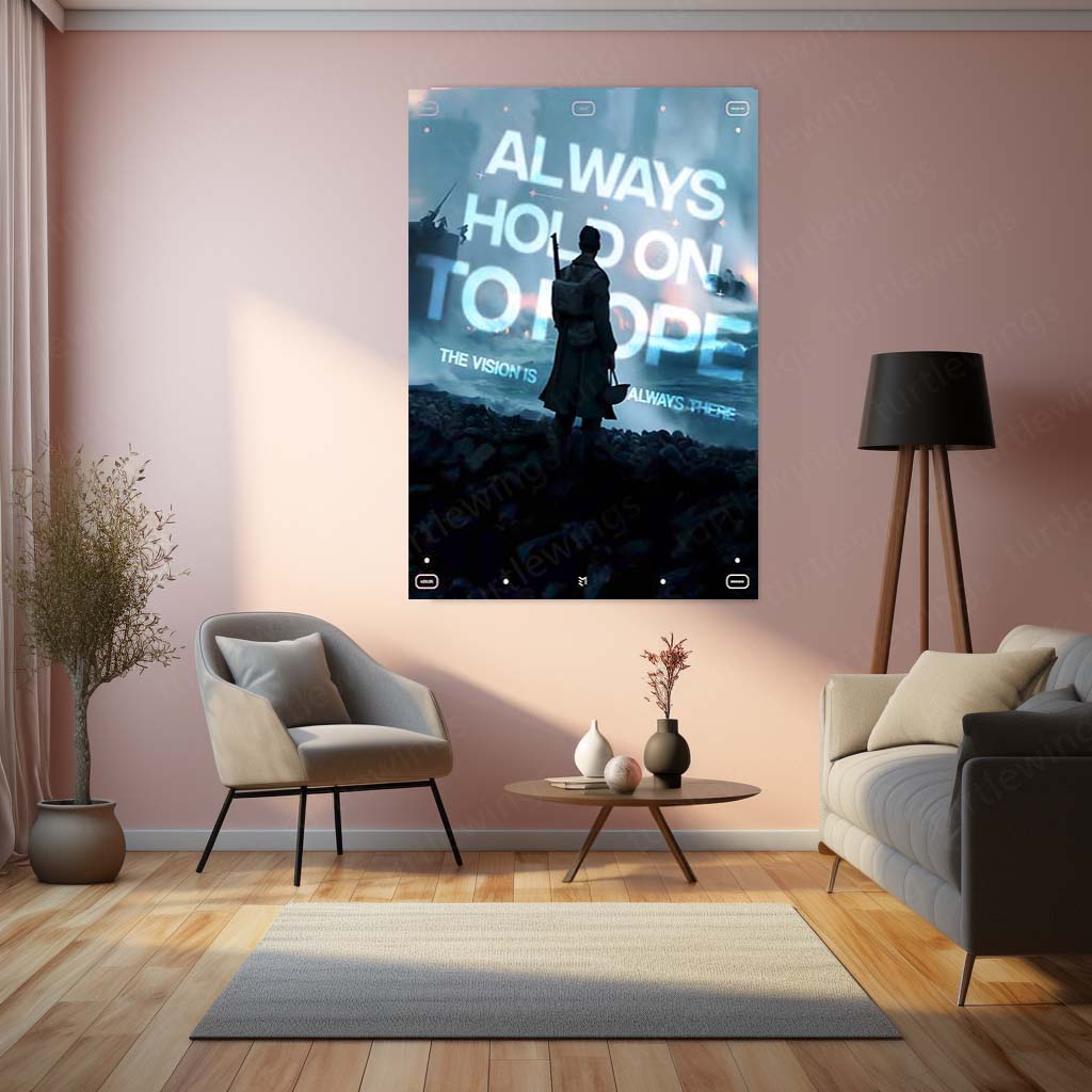 Quote Metal Poster | Always Hold On to Hope Metal Frame | Inspirational Quote Wall Art | Futuristic Motivational Metal Poster
