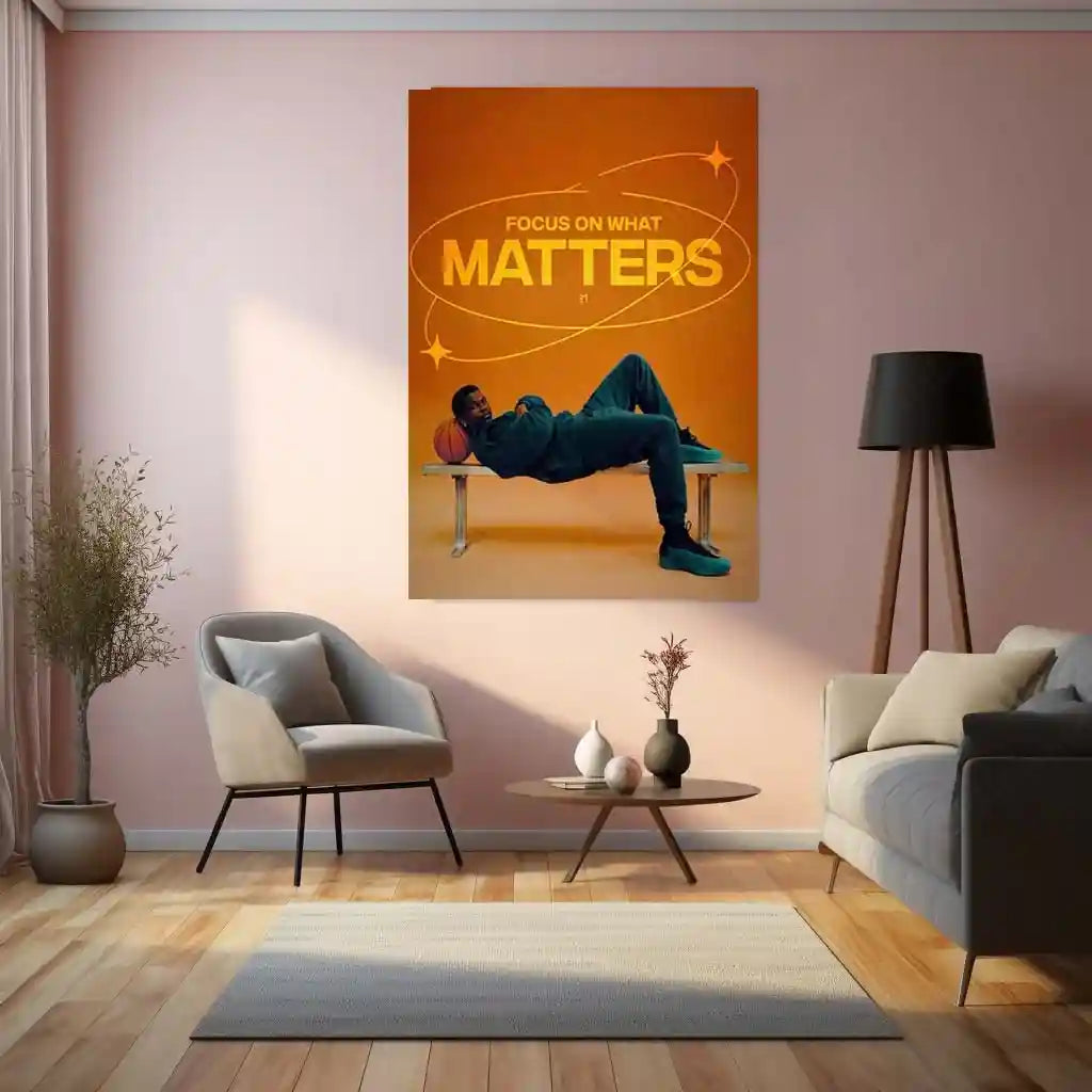 Quote Metal Poster | Anthony Edwards | “Focus On What Matters” | NBA Motivational Metal Poster Frame - TURTLEWINGS