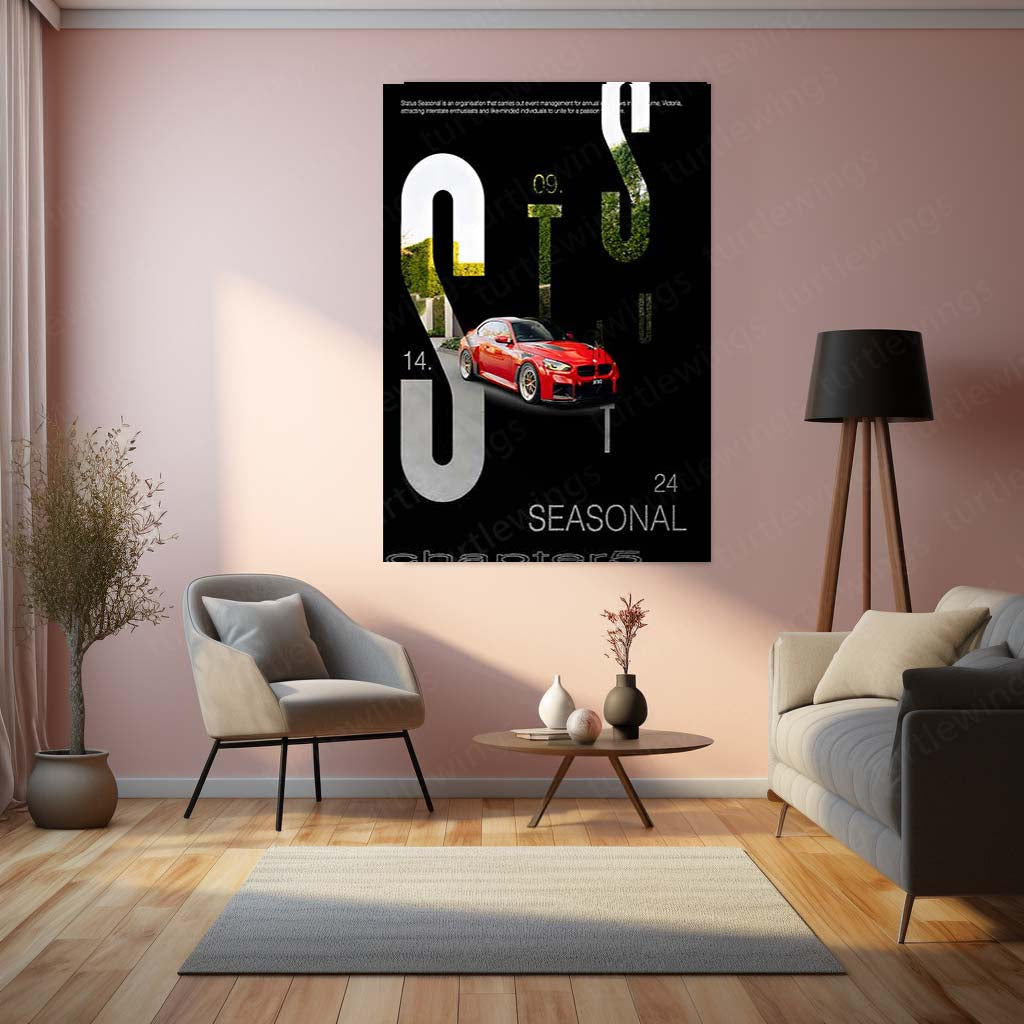 Car Metal Poster | BMW M2 Status Seasonal Metal Frame | Automotive Wall Art | Premium Car Enthusiast Poster