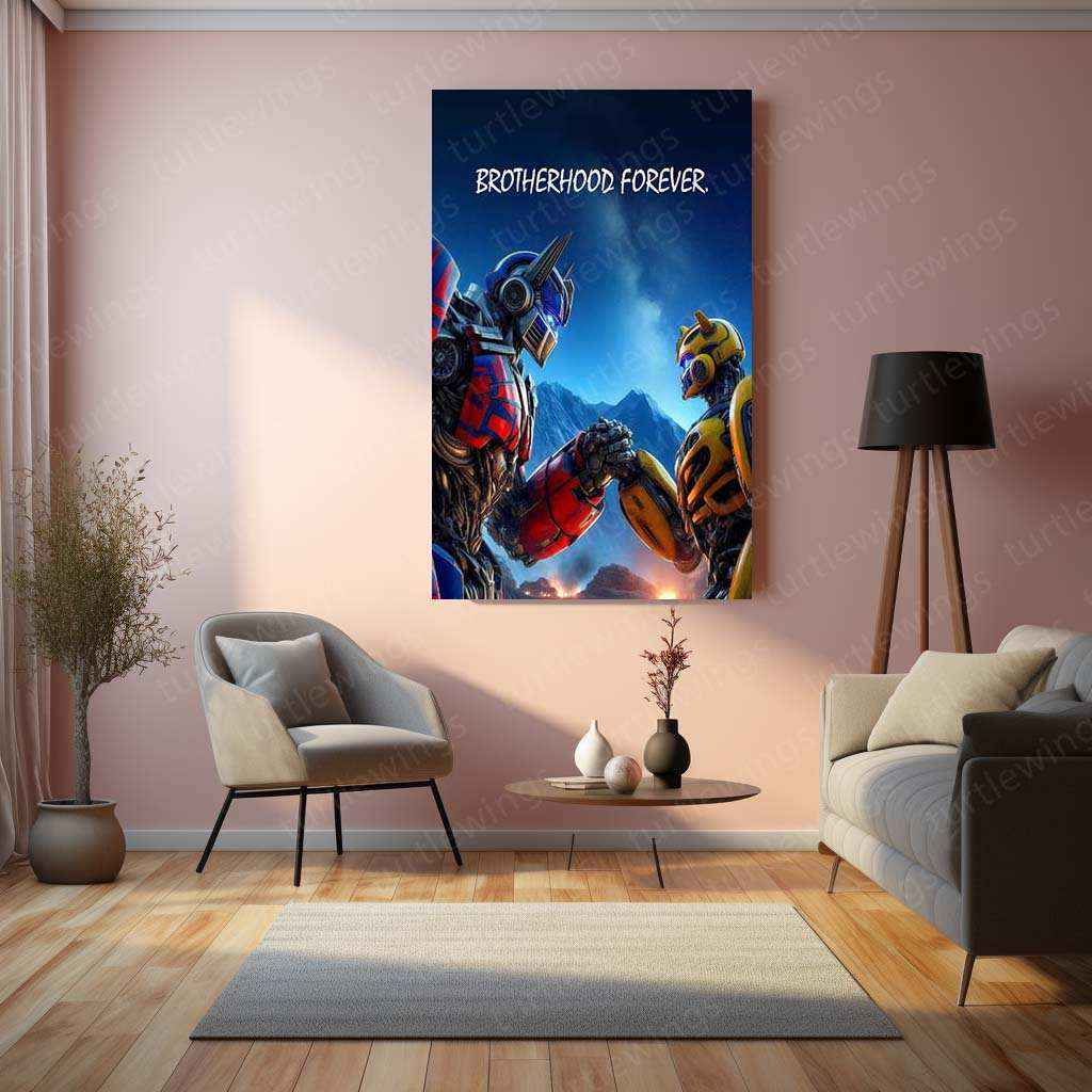 Transformers Brotherhood Metal Poster – Optimus Prime & Bumblebee Wall Art - TURTLEWINGS