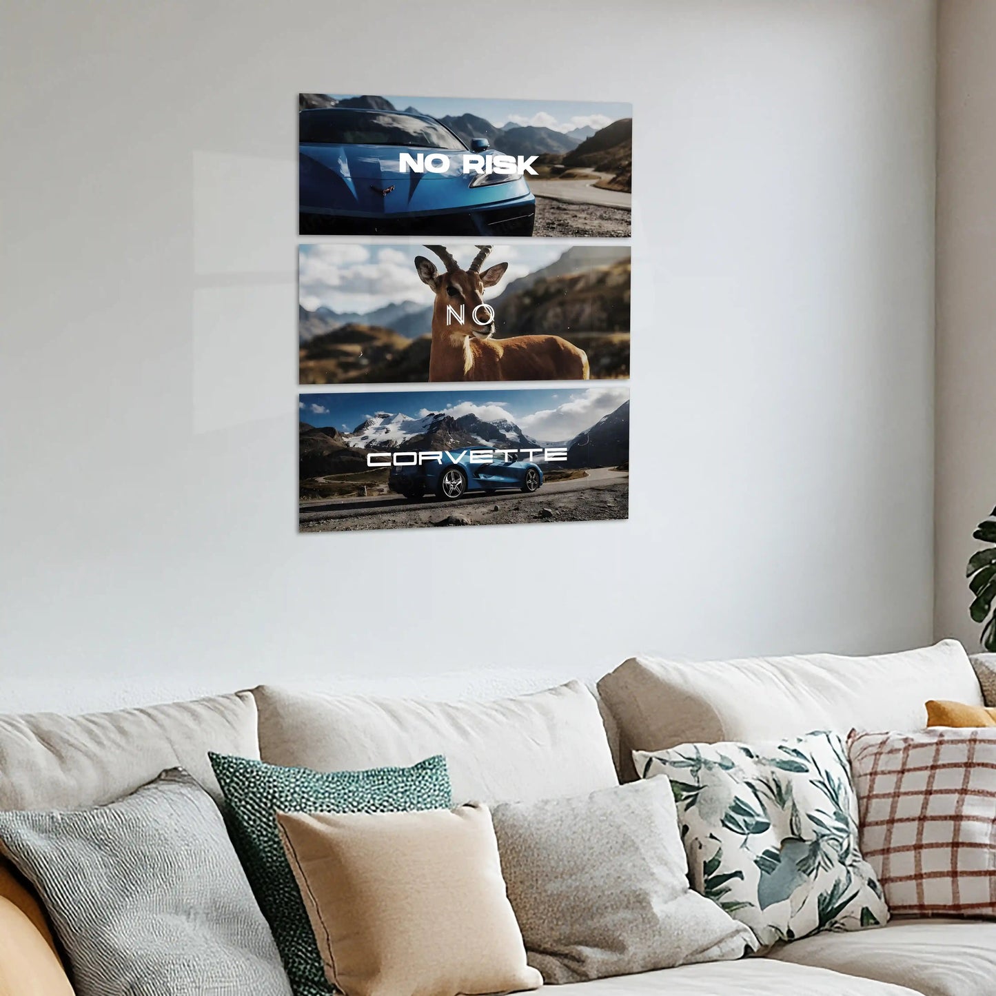 Motivational Metal Poster – Set of 3 | No Risk. No Corvette. | Luxury Hustle Wall Art - TURTLEWINGS