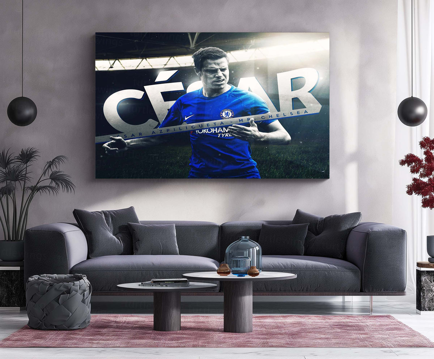 César Azpilicueta – Mr. Chelsea Metal Frame | Chelsea FC Captain Tribute Poster | Blue Blood Graphic Wall Art - TURTLEWINGS