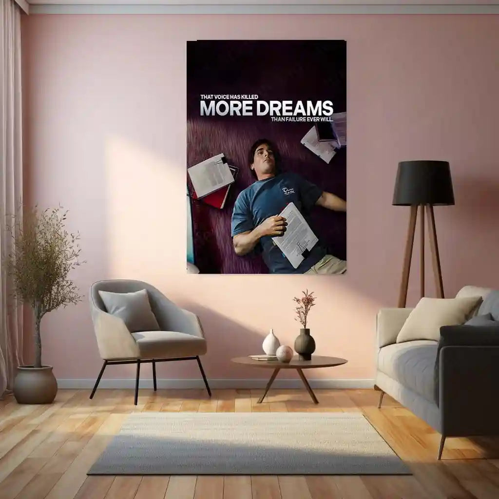 Quote Metal Poster | Christian Bale – That Voice Has Killed More Dreams Metal Frame Silencing Self-Doubt, Inner Discipline & Mental Strength Motivational Wall Art | Psychological Grit Quote Metal Poster - TURTLEWINGS