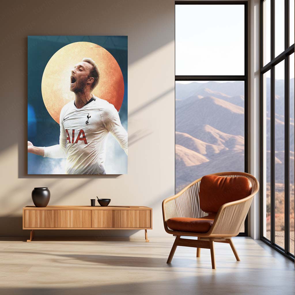 Christian Eriksen Celebration – Tottenham Hotspur Artistic Poster Metal Frame | Spurs Midfield Maestro Wall Art - TURTLEWINGS