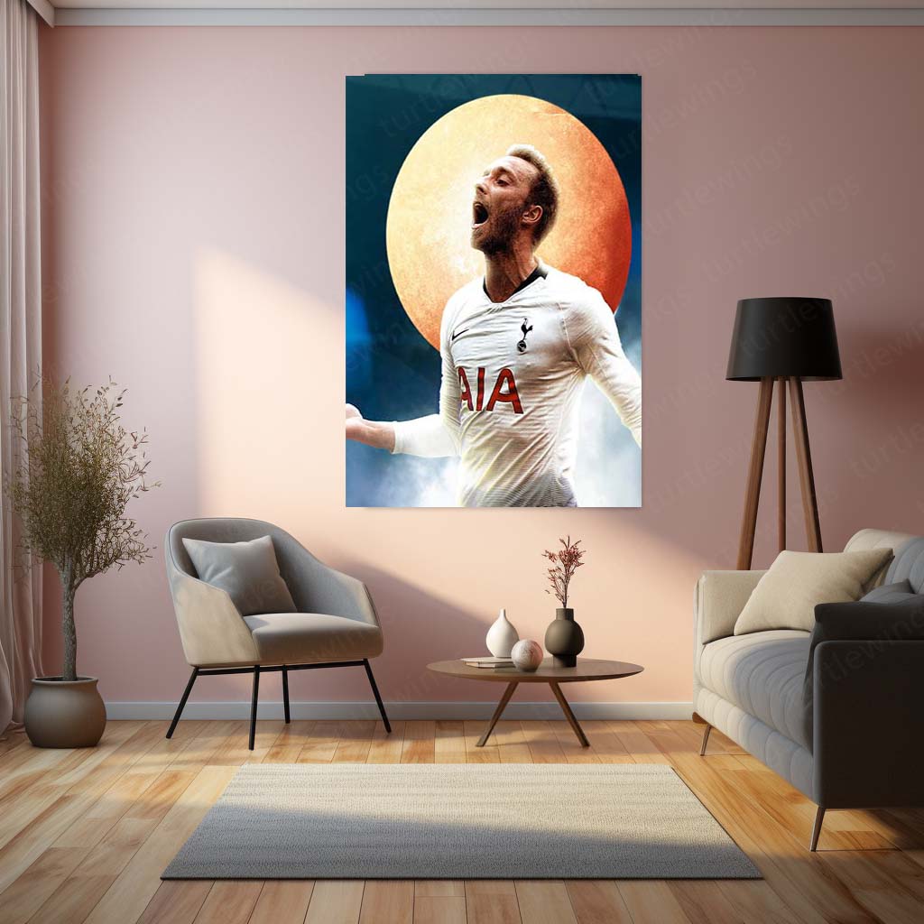 Christian Eriksen Celebration – Tottenham Hotspur Artistic Poster Metal Frame | Spurs Midfield Maestro Wall Art - TURTLEWINGS