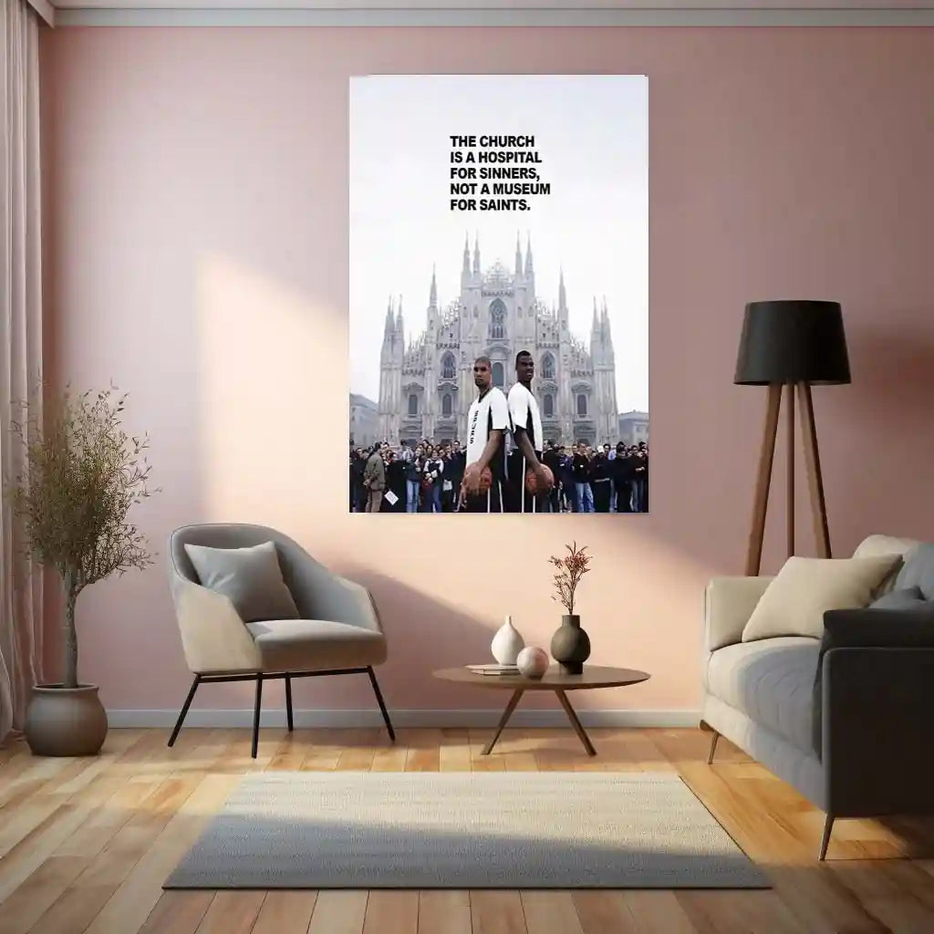 Quote Metal Poster | Church Is a Hospital | Grace, Redemption & Faith-Based Truth Metal Frame - TURTLEWINGS