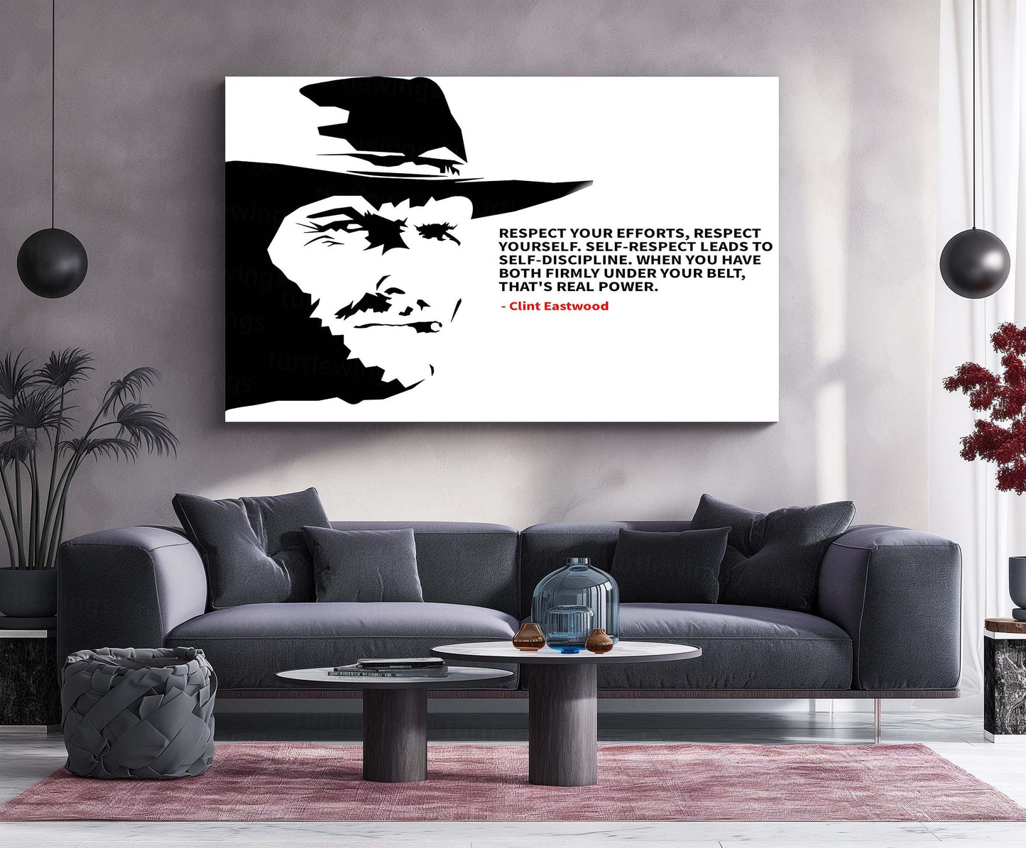 Quote Metal Poster | Clint Eastwood Quote – Real Power Comes from Discipline | Motivational Metal Poster