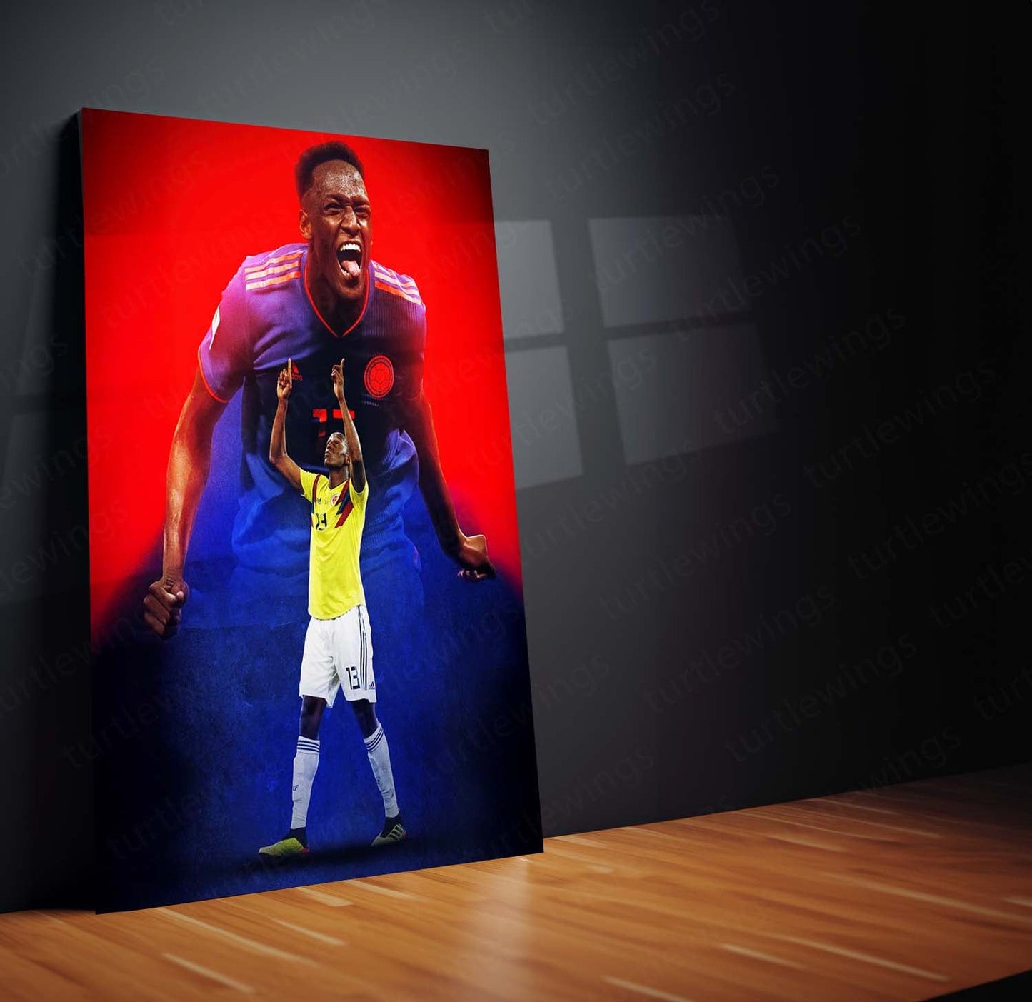 Yerry Mina #13 – Colombia National Team Celebration Metal Frame | Signature Pose Football Poster - TURTLEWINGS