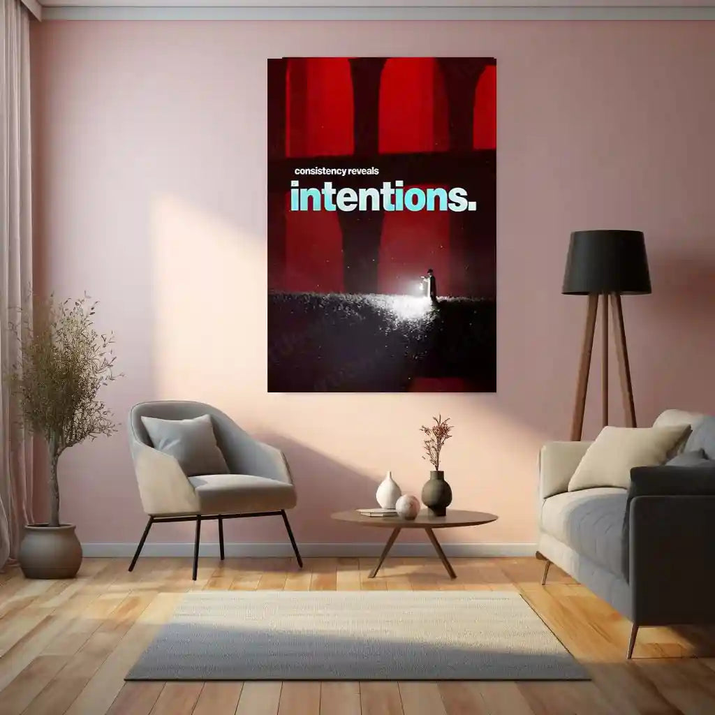 Quote Metal Poster | Consistency Reveals Intentions Metal Frame Discipline Over Words Motivational Wall Art | Commitment & Integrity Quote Metal Poster - TURTLEWINGS