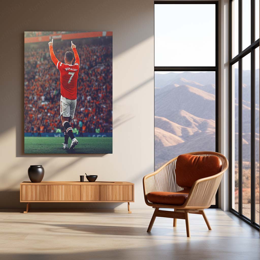 Cristiano Ronaldo Manchester United #7 – Metal Frame | Iconic Football Wall Art - TURTLEWINGS