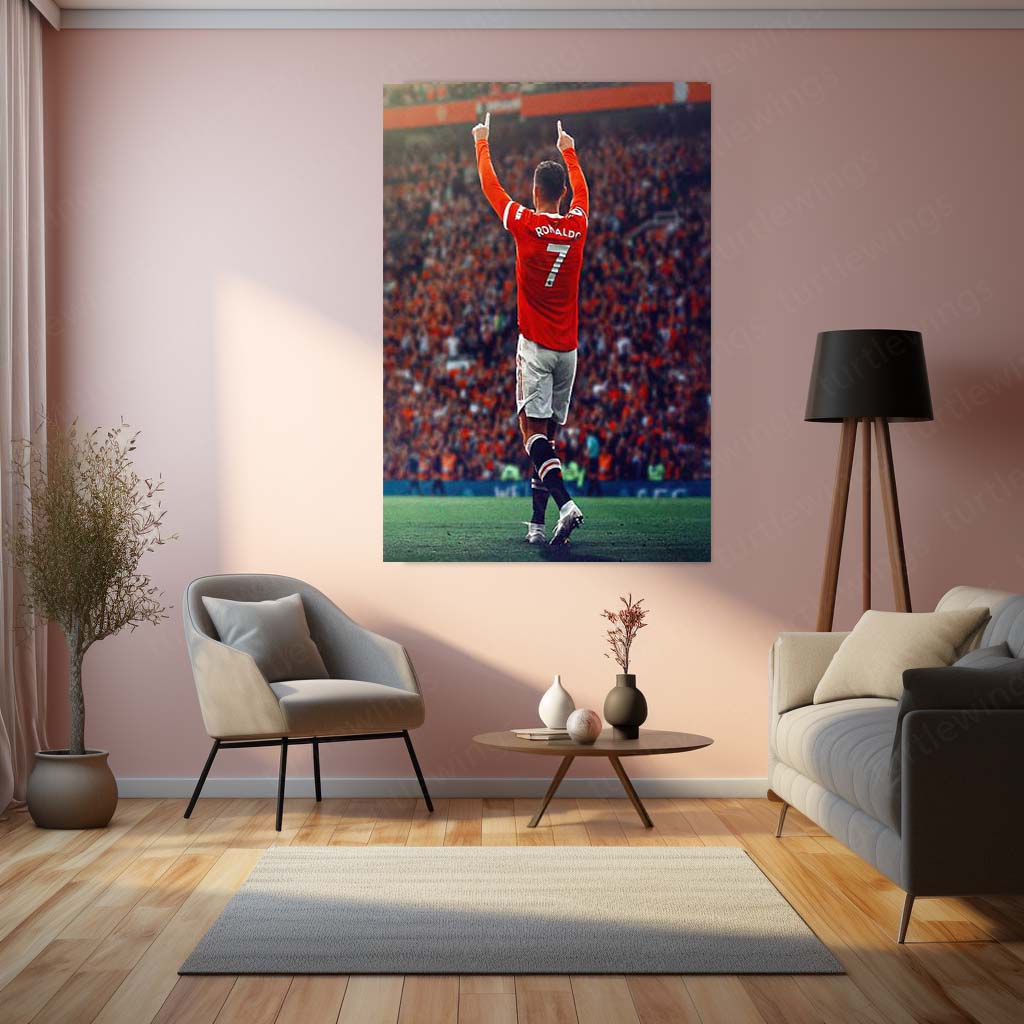 Cristiano Ronaldo Manchester United #7 – Metal Frame | Iconic Football Wall Art - TURTLEWINGS