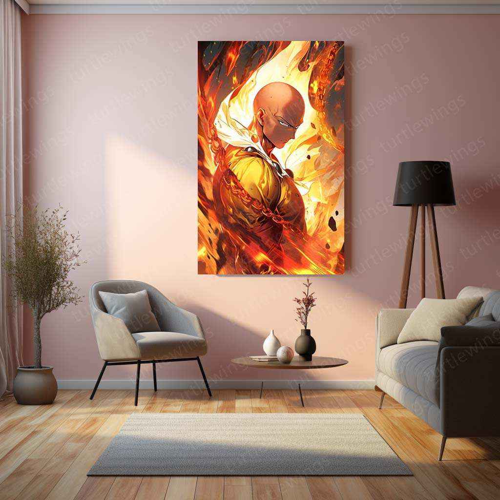 One Punch Man Saitama Wall Art – Powerful Anime Action Poster - TURTLEWINGS