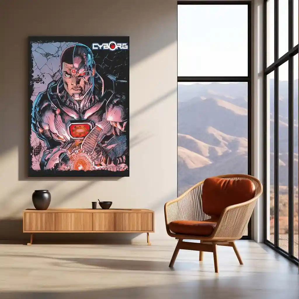 Cyborg – Tech Titan Metal Poster | DC Comics Justice League Wall Frame - TURTLEWINGS