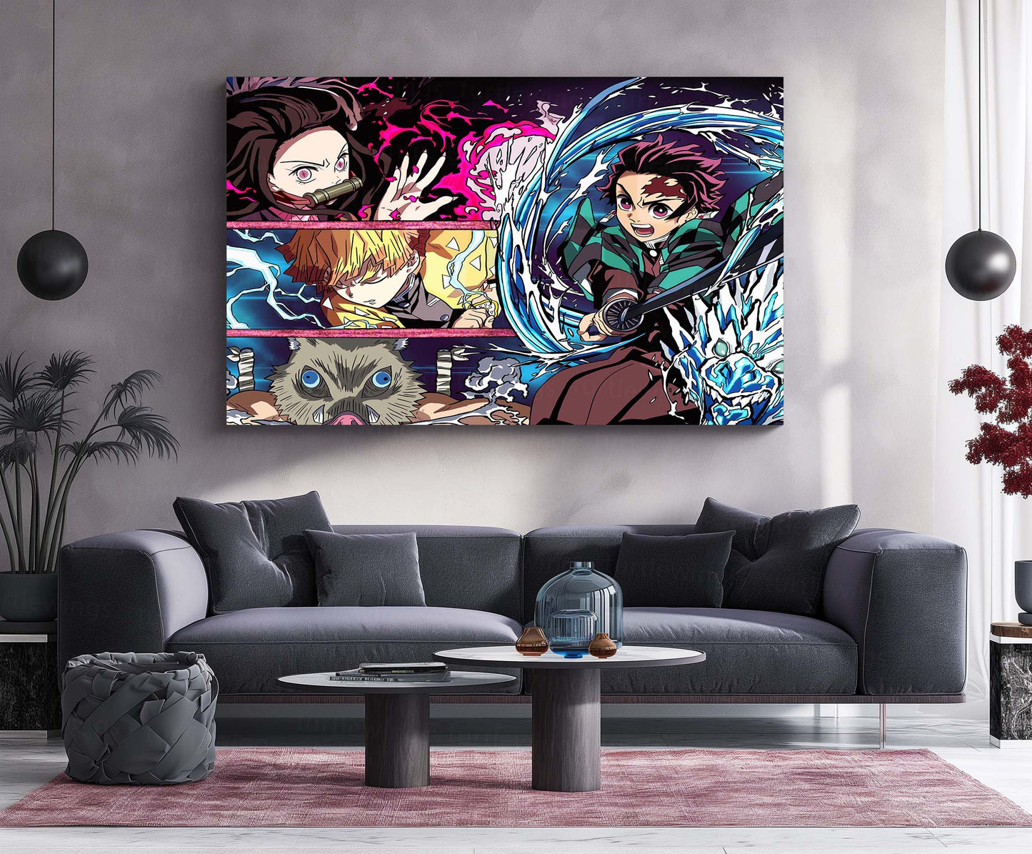 Anime Metal Poster | Demon Slayer Team Metal Poster | Ultimate Anime Warriors Wall Art Epic Demon Slayer Squad Metal Frame by TurtleWings