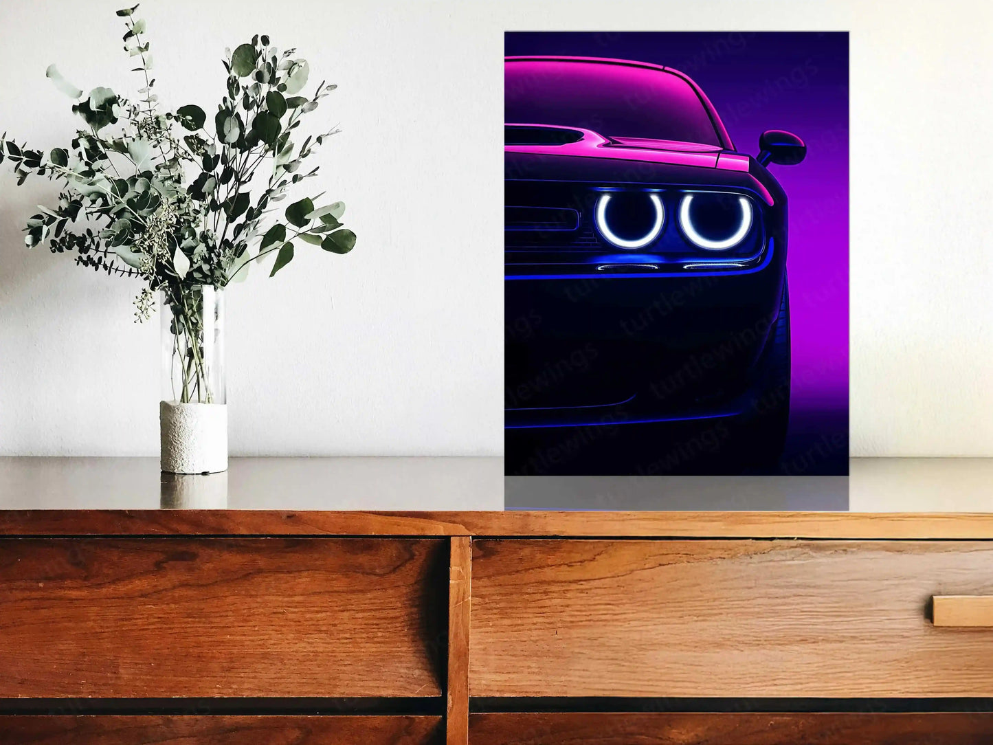 Dodge Challenger SRT Neon LED Metal Frame â Bold Automotive Wall Art 5 - TURTLEWINGS