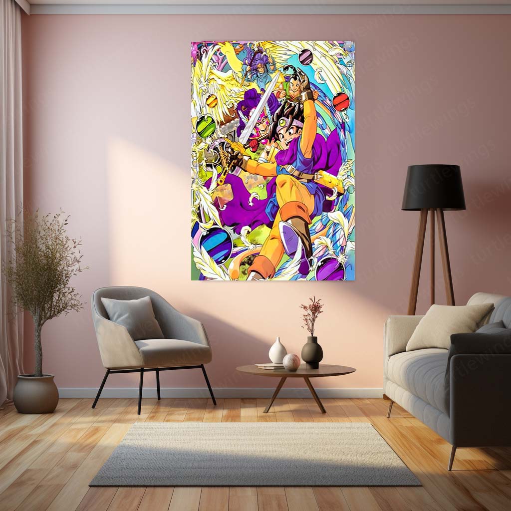 Game Metal Poster | Dragon Quest – Heroes of Light and Destiny | Epic Fantasy Metal Frame Poster