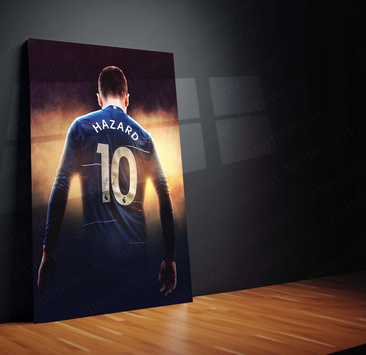 Eden Hazard #10 Glowing Back Pose – Chelsea Metal Frame | Legendary Winger Wall Art - TURTLEWINGS