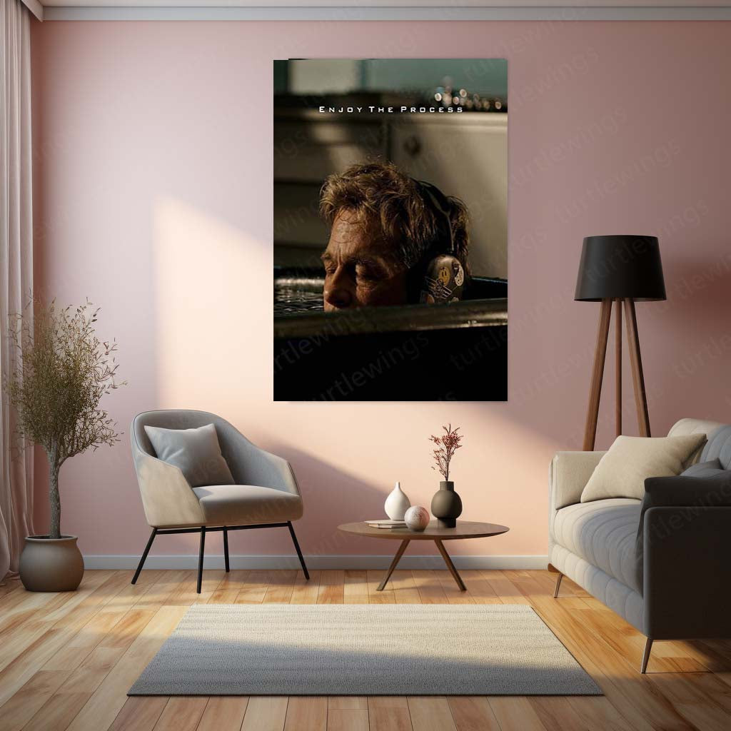 Quote Metal Poster | Brad Pitt – Enjoy the Process | Motivational Mindset Metal Frame | Cinematic Inspirational Wall Art by TurtleWings