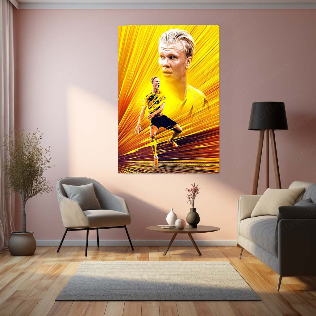 Erling Haaland Norway Jersey – White Background Metal Frame | Minimalist Football Wall Art 01 - TURTLEWINGS