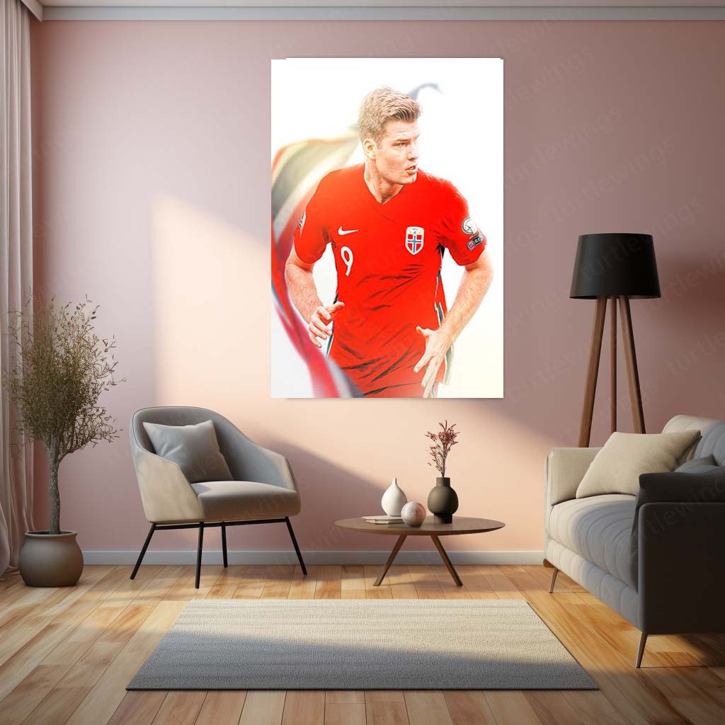 Erling Haaland Norway Jersey – White Background Metal Frame | Minimalist Football Wall Art - TURTLEWINGS