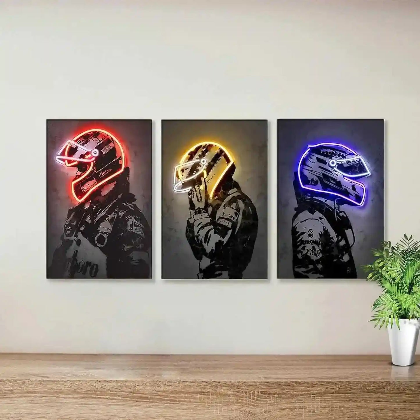 Set of 3 F1 Racing Cars Driver Neon LED Metal Frames â For the Ultimate Motorsport Enthusiast - TURTLEWINGS