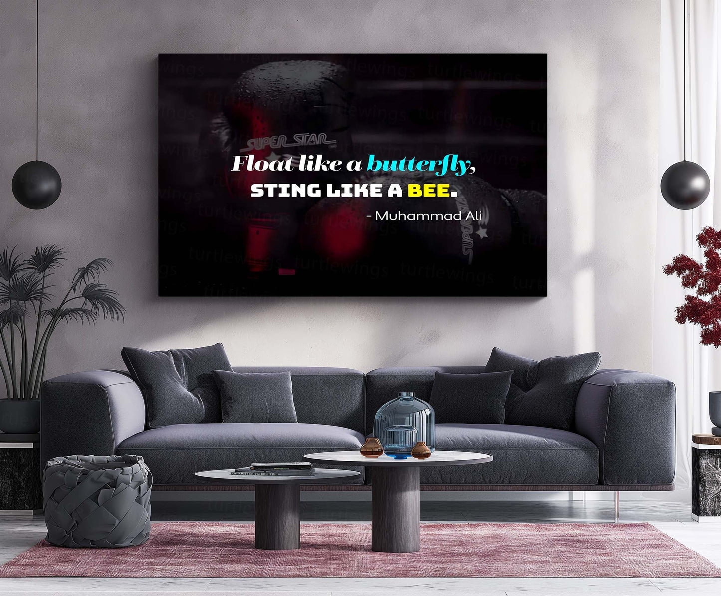 Quote Metal Poster | Float Like a Butterfly, Sting Like a Bee – Muhammad Ali Quote Metal Poster