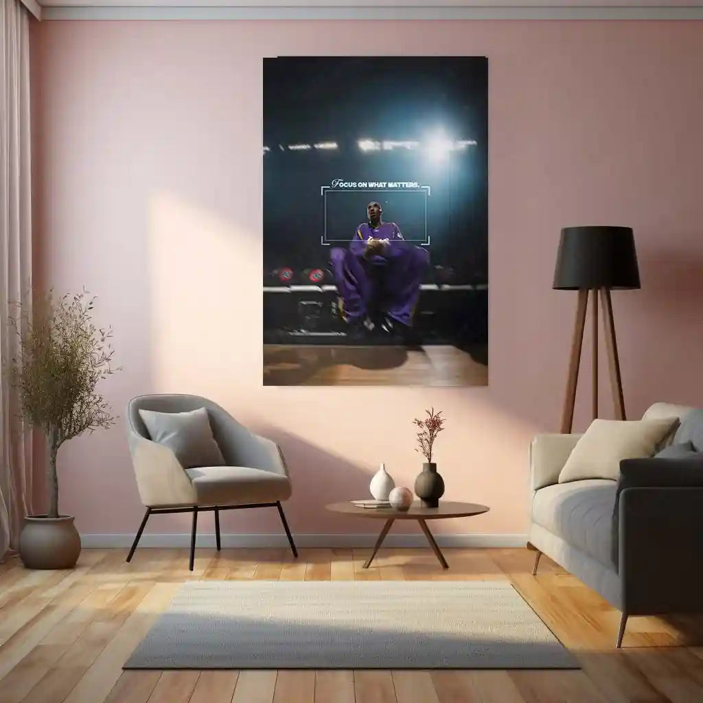 Quote Metal Poster | Kobe Bryant – Focus on What Matters Metal Frame | Mamba Mentality Focus Wall Art | Basketball Motivation Quote Metal Poster - TURTLEWINGS