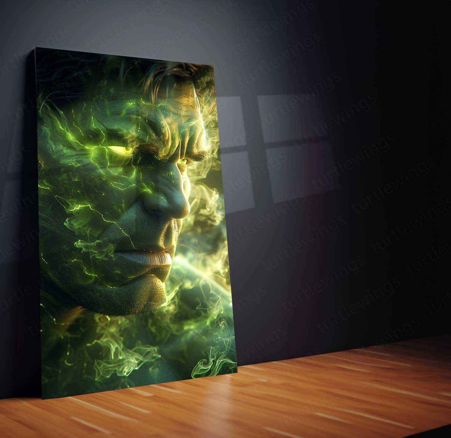 Glowing Green Hulk Lyapunov Fractal – Neon Abstract Metal Poster - TURTLEWINGS