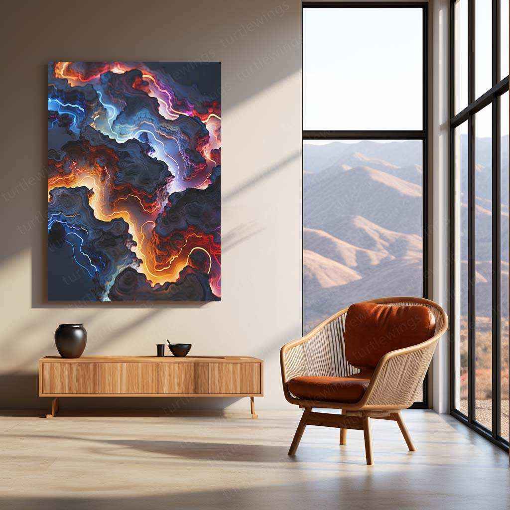 Neon City Aerial View – Futuristic Topography Metal Poster - TURTLEWINGS