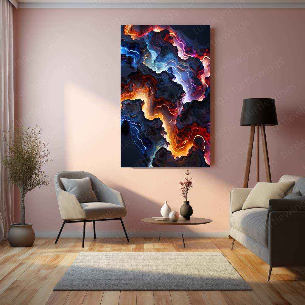 Neon City Aerial View – Futuristic Topography Metal Poster - TURTLEWINGS