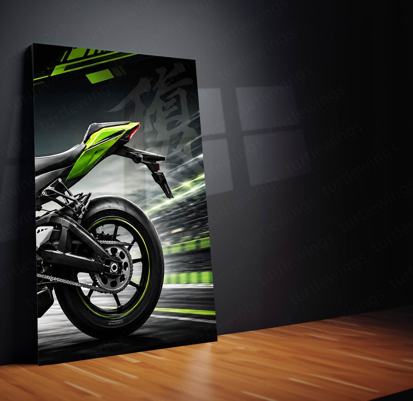 Bike Metal Poster Set of 3 | Kawasaki Ninja ZX-10R Green Monster Racing Triptych Wall Art