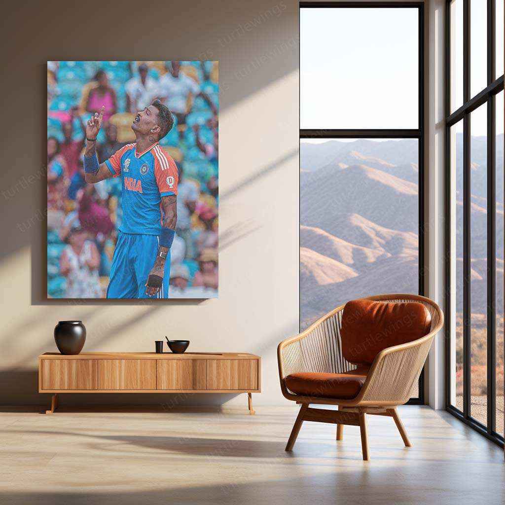 Hardik Pandya Metal Poster – Cricket Wall Art | Mumbai Indians | Team India - TURTLEWINGS