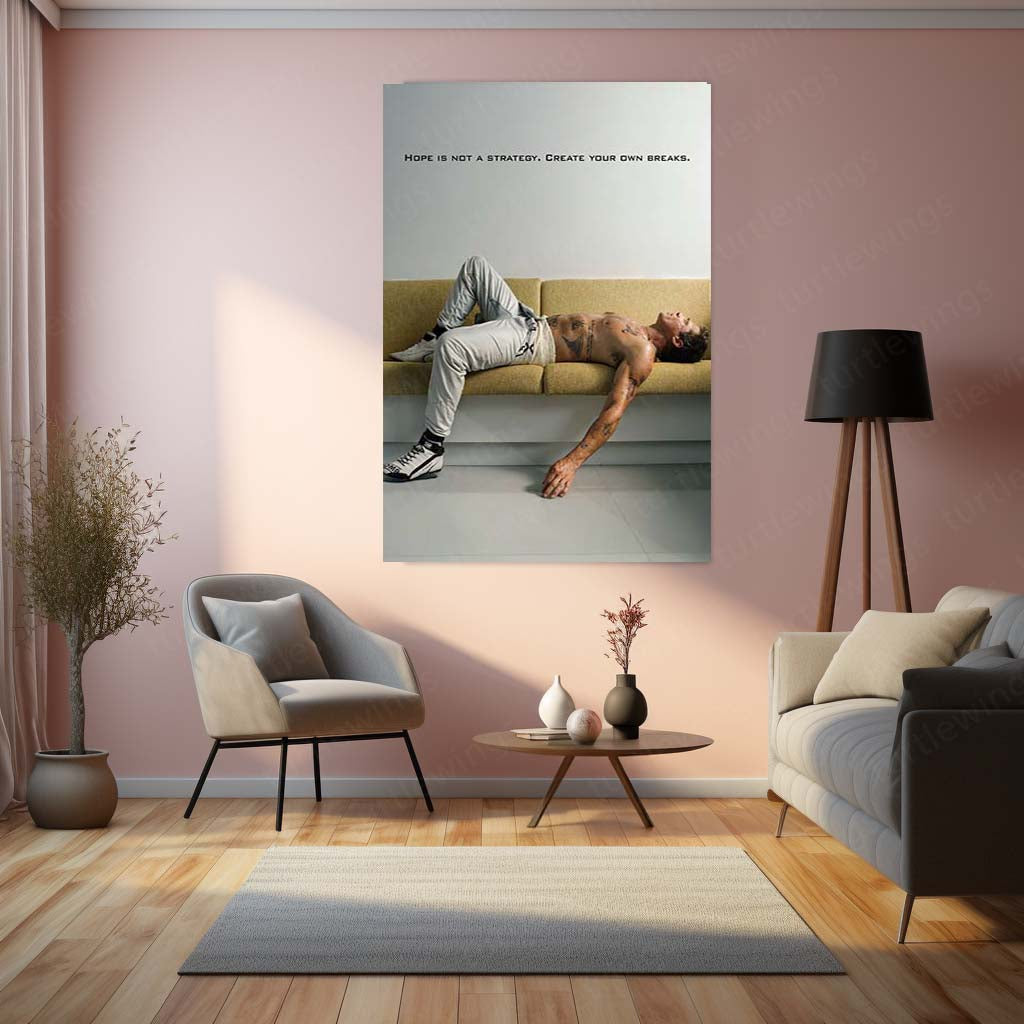 Quote Metal Poster | Brad Pitt – Hope Is Not a Strategy | Create Your Own Breaks Motivational Metal Frame | Success Mindset Wall Art by TurtleWings