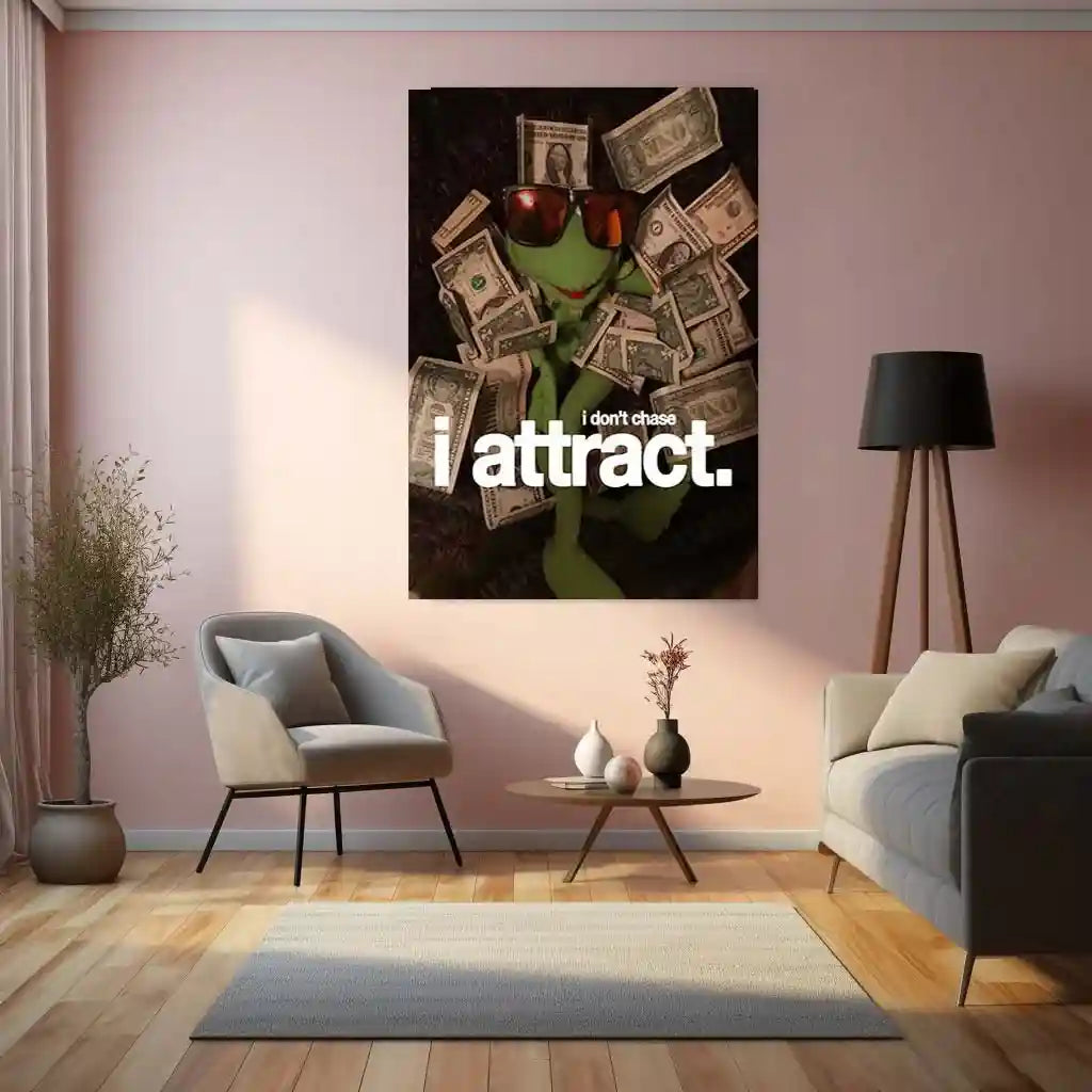Quote Metal Poster | I Don’t Chase, I Attract Metal Poster | Abundance Mindset Wall Art | Premium Motivational Metal Poster - TURTLEWINGS