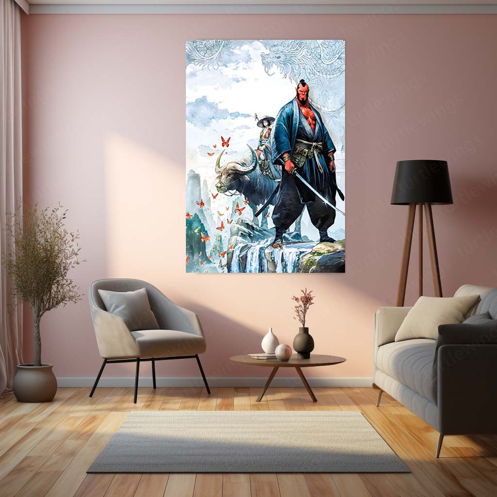 Japanese Ninja Fantasy – The Oni Warrior’s Journey | Epic Samurai Art Metal Frame Poster