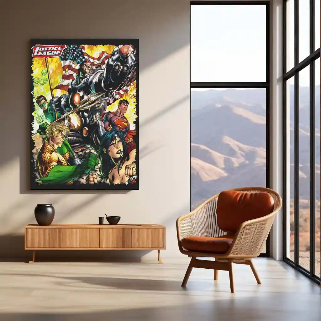 Justice League – United Heroes Metal Poster | DC Comics Superhero Wall Frame - TURTLEWINGS