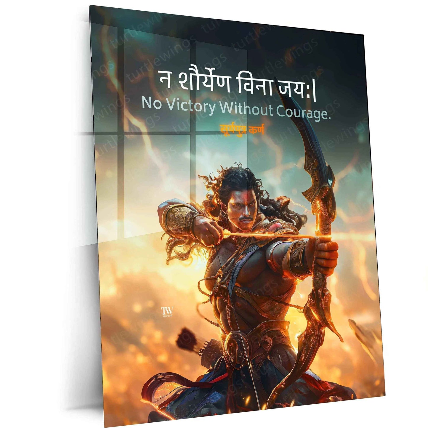 Karna Metal Poster | Mahabharata Warrior Wall Art | Indian Mythology Decor - TURTLEWINGS