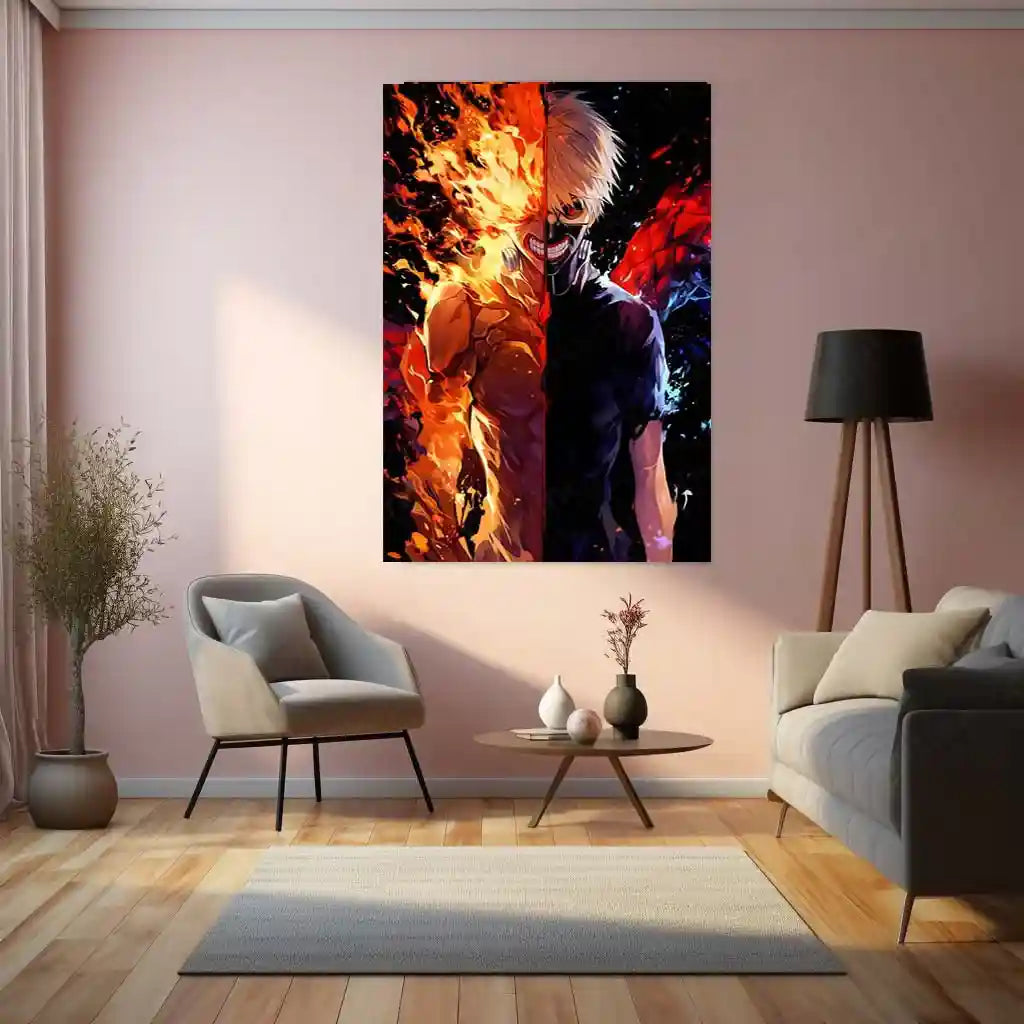 Anime Metal Poster | Tokyo Ghoul – Ken Kaneki Shadow Metal Poster | Dark Anime Wall Frame 03 - TURTLEWINGS