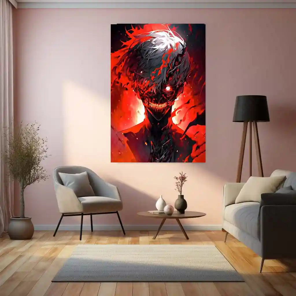 Anime Metal Poster | Tokyo Ghoul – Ken Kaneki Shadow Metal Poster | Dark Anime Wall Frame 05 - TURTLEWINGS