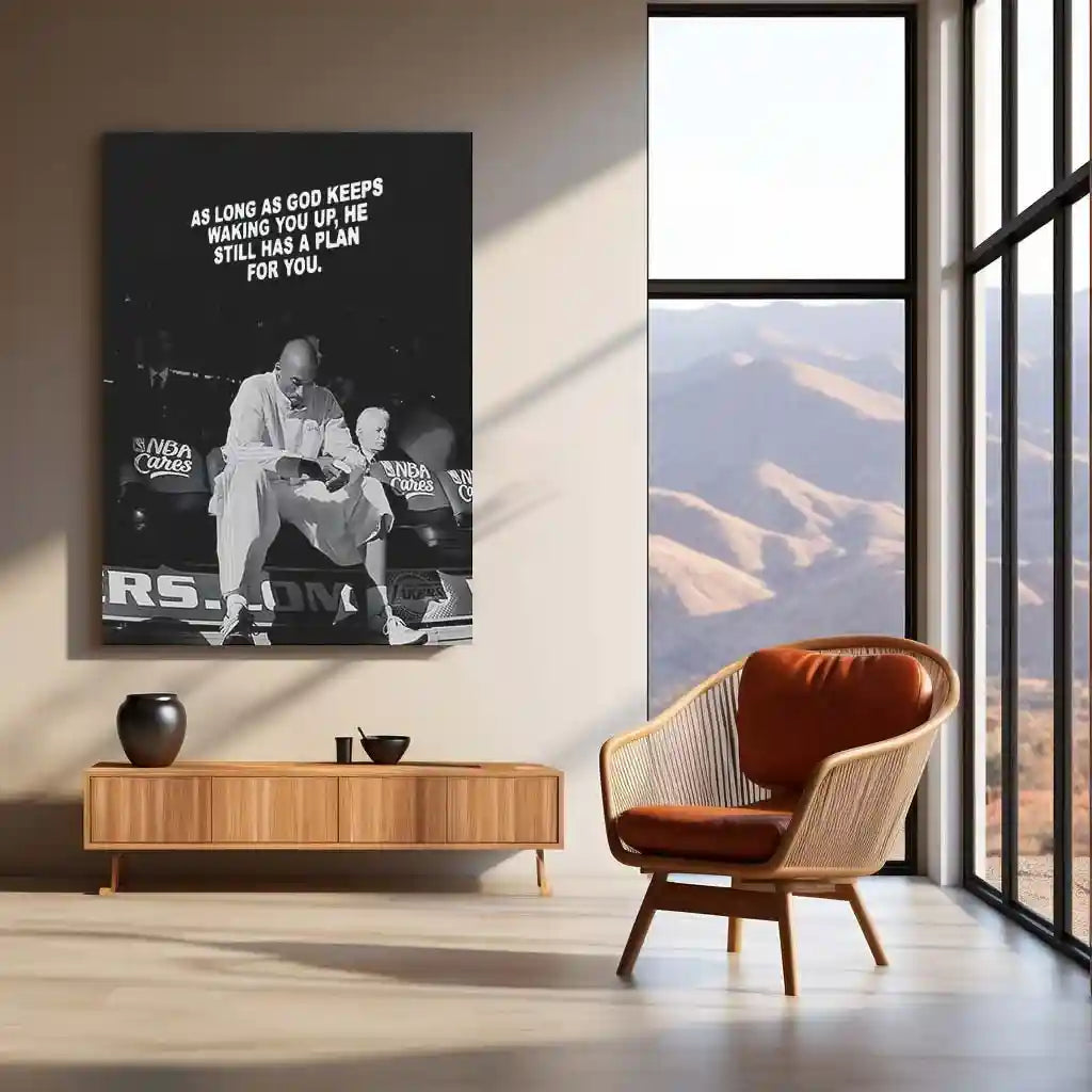 Quote Metal Poster | Kobe Bryant – “As Long As God Keeps Waking You Up, He Still Has a Plan for You” | Faith, Purpose & Mamba Mentality Metal Frame - TURTLEWINGS