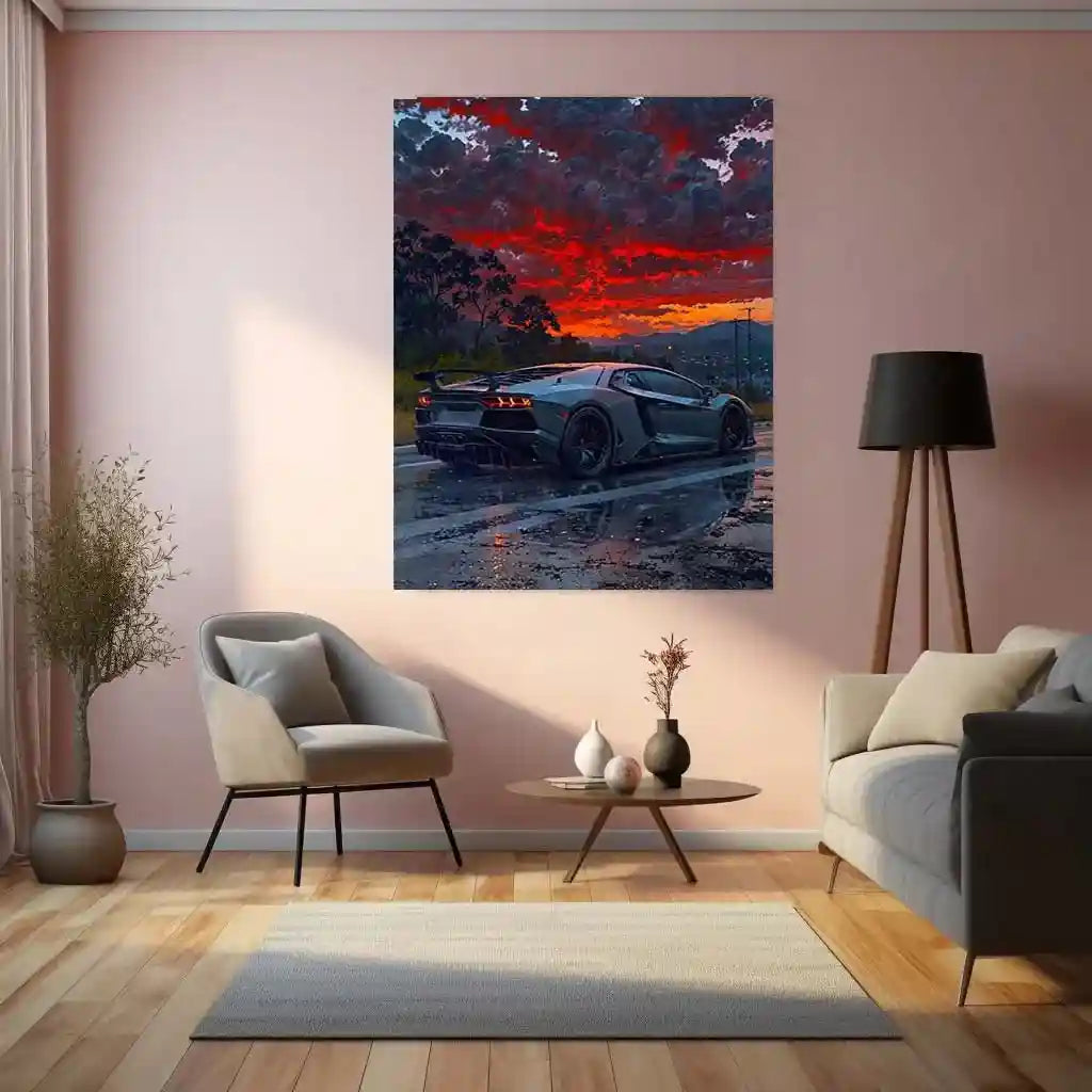 Car Metal poster | Lamborghini Black Metal Poster | Luxury Supercar Wall Art - TURTLEWINGS